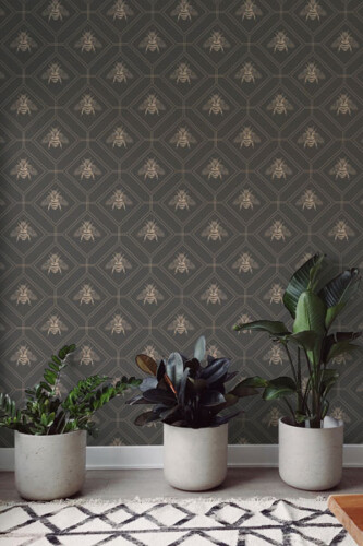 Made-to-Order Bees Art Deco Wallpaper on the wall by Fancy Walls