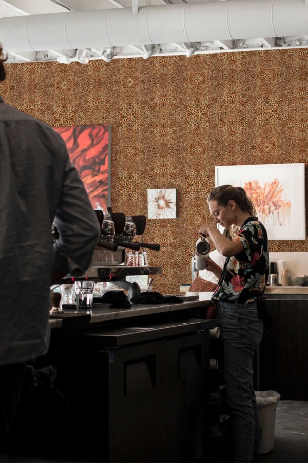 Fancy Walls self-adhesive leopard print wallpaper in soft brown