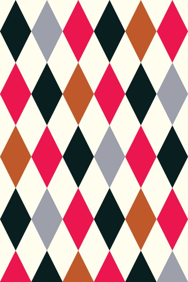 Fancy Walls removable wallpaper featuring vibrant geometric print in colorful tones