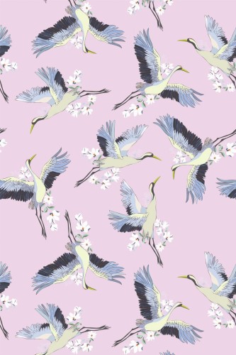 Pattern repeat of Crane removable wallpaper design