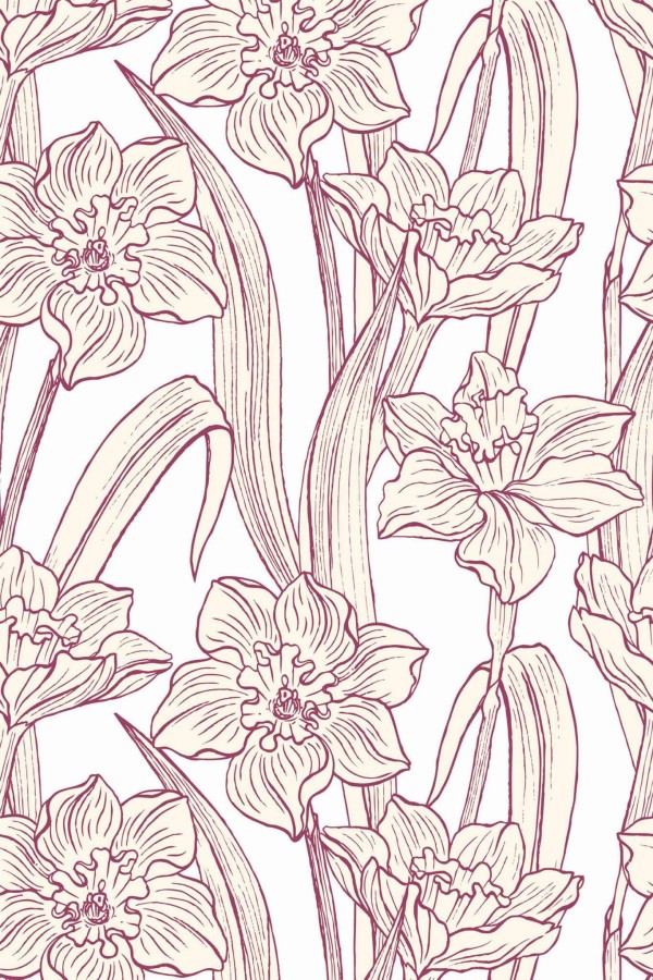 Pattern repeat of Daffodil removable wallpaper design