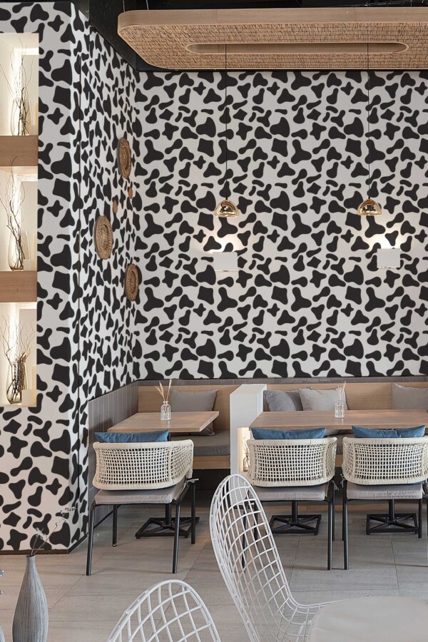 Fancy Walls black and white self-adhesive wallpaper with dalmatian spots