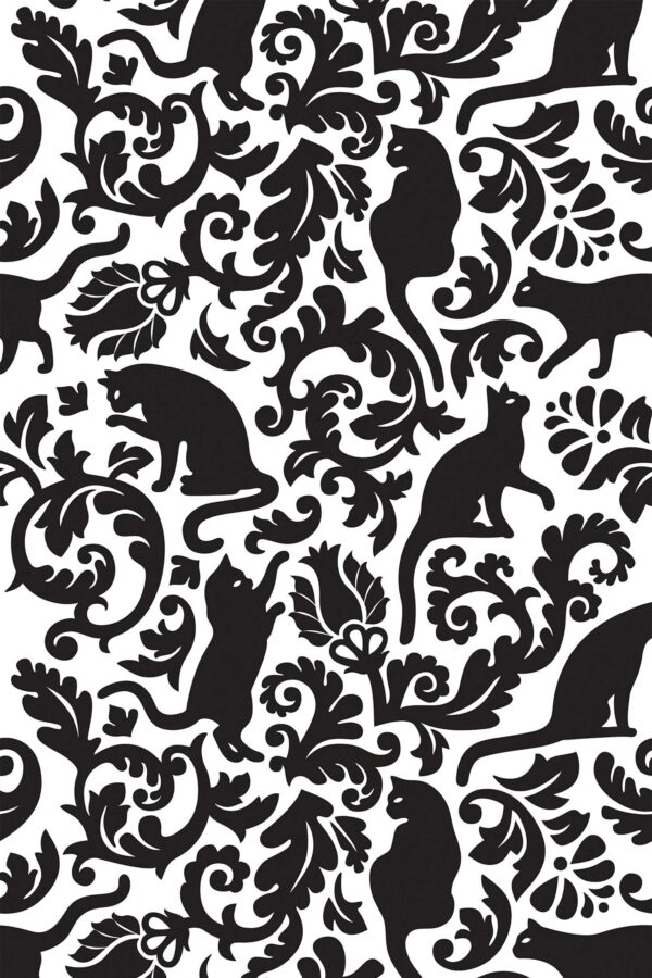 Fancy Walls self-adhesive wallpaper with kitten and ornamental forms