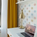 Scandinavian style home office decorated with Dandelion floral peel and stick wallpaper