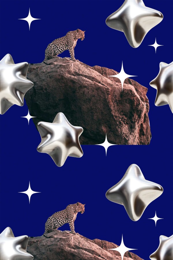 Traditional wallpaper from Fancy Walls with night blue leopard cliff pattern
