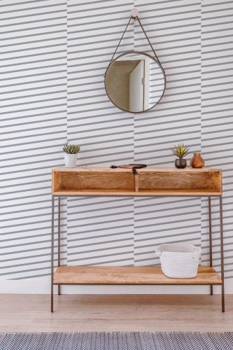 Contemporary style entryway decorated with Diagonal Line peel and stick wallpaper