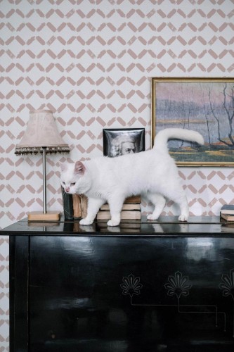 Industrial style music room decorated with Diamond pattern Brush stroke peel and stick wallpaper