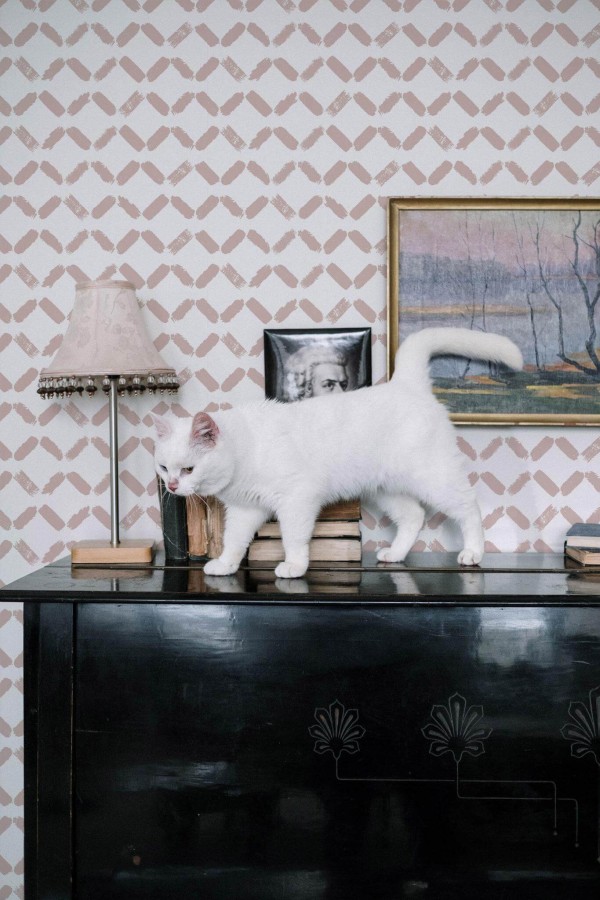Industrial style music room decorated with Diamond pattern Brush stroke peel and stick wallpaper