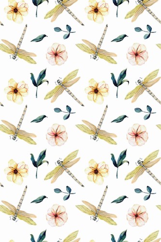 Pattern repeat of Dragonfly removable wallpaper design