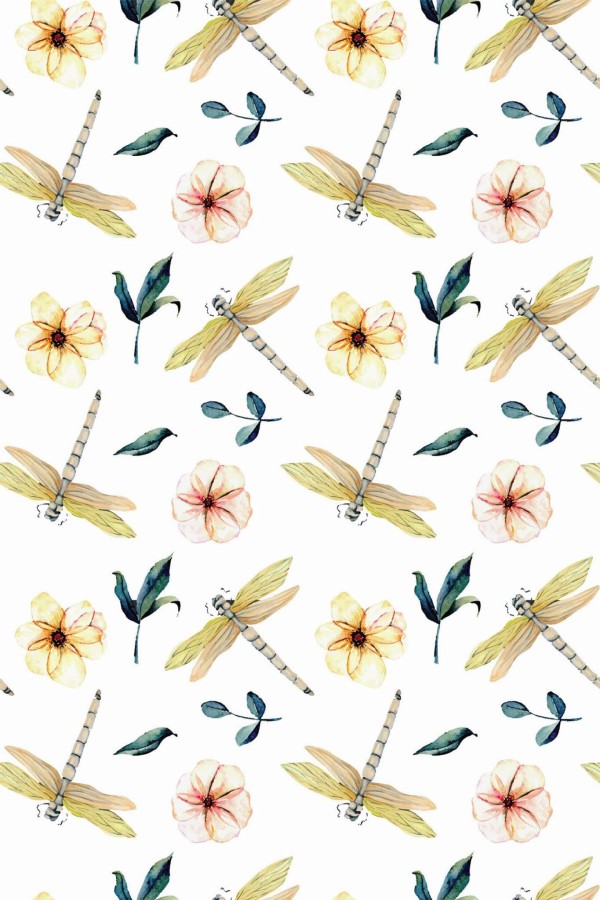 Pattern repeat of Dragonfly removable wallpaper design