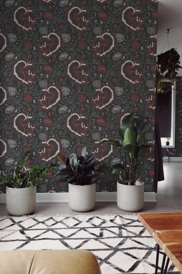 Red and black koi peel and stick wallpaper by Fancy Walls