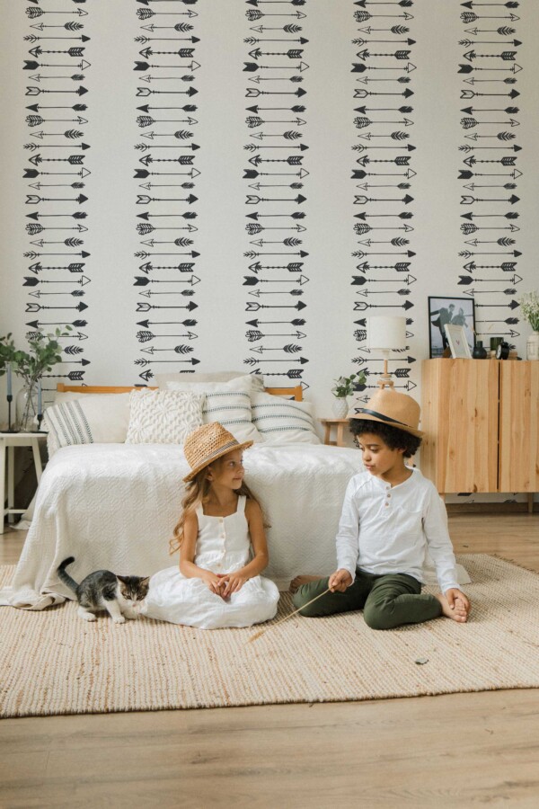 Fancy Walls removable wallpaper in whimsical arrow line art