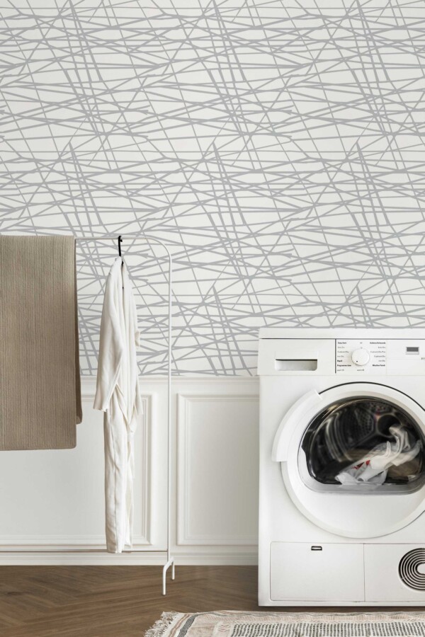 Fancy Walls removable wallpaper in chaotic gray line pattern