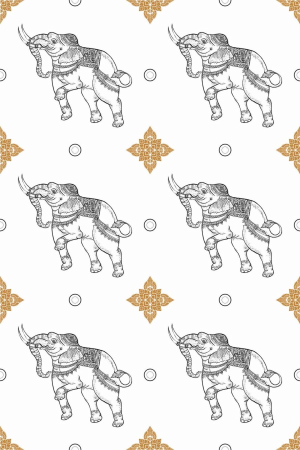 Pattern repeat of Elephant removable wallpaper design