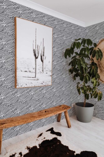 Fancy Walls peel and stick wallpaper with crossed out brush stroke pattern. Chaos Lines removable self-adhesive or traditional pen stroke abstract wallpaper