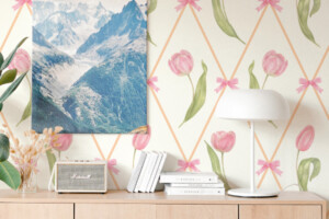 Soft and charming spring floral peel and stick or non-pasted wallpaper collection. Fancy Walls pastel floral self-adhesive or traditions PVC-free and eco-friendly wallpapers