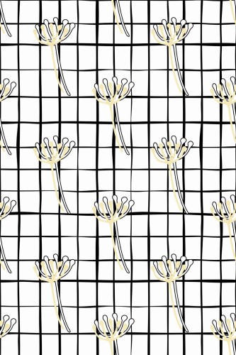 Pattern repeat of Floral grid removable wallpaper design