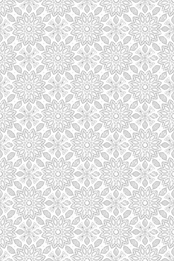 Pattern repeat of Floral ornament removable wallpaper design
