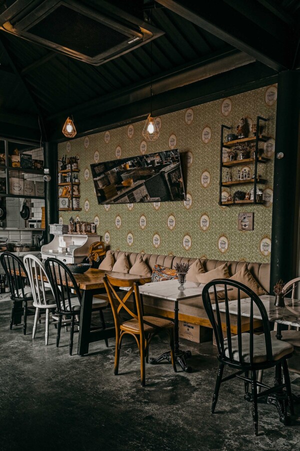 Fancy Walls peel and stick wallpaper with cats in glasses and bowties