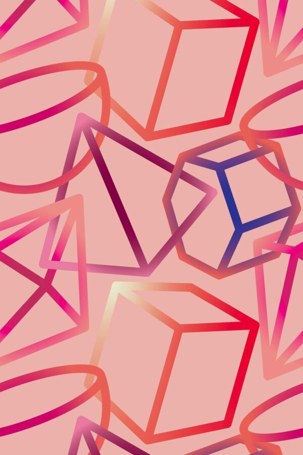Fancy Walls peel and stick wallpaper with peach interwined geometric shapes