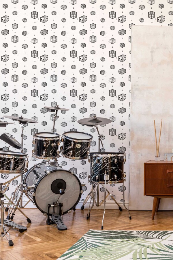 Geometric game pattern self-adhesive wallpaper by Fancy Walls