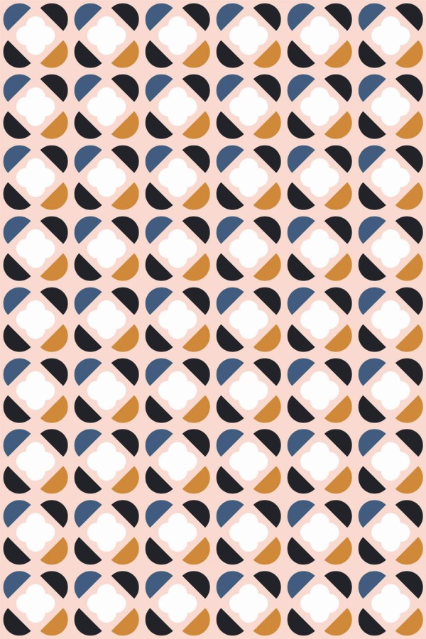 Pattern repeat of Geometric retro removable wallpaper design