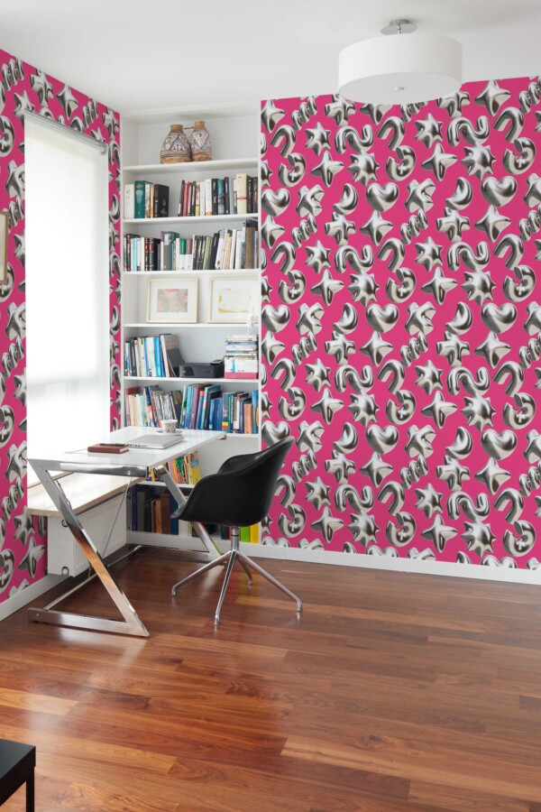 Fancy Walls self-adhesive wallpaper in silver geometric pattern