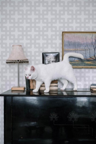 Industrial style music room decorated with Geometric square peel and stick wallpaper