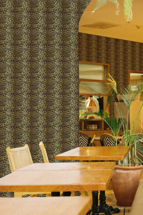 Traditional wallpaper with golden leopard print by Fancy Walls