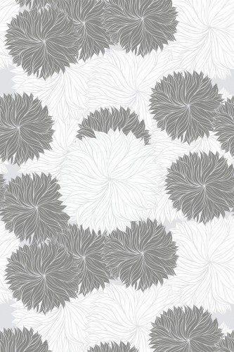 Pattern repeat of Gray and white floral removable wallpaper design