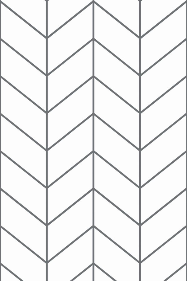 Pattern repeat of Gray minimalist chevron removable wallpaper design