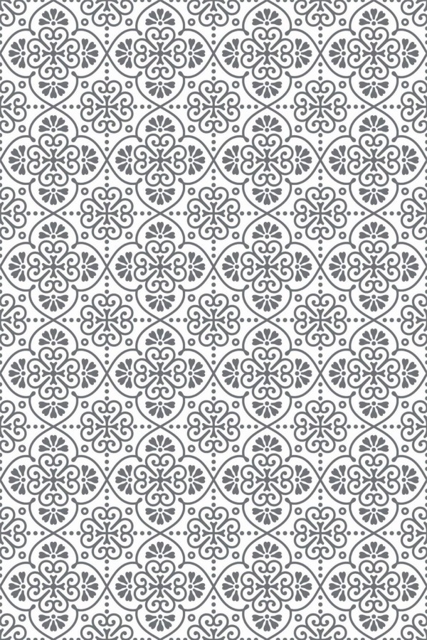 Pattern repeat of Gray moroccan tile removable wallpaper design