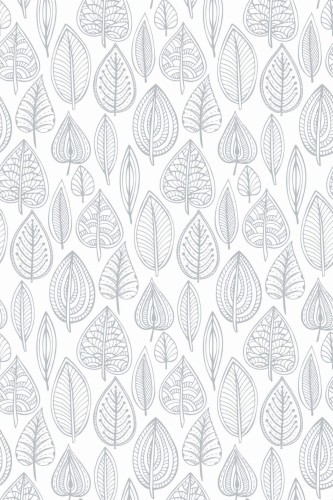 Pattern repeat of Gray Scandi leaf removable wallpaper design