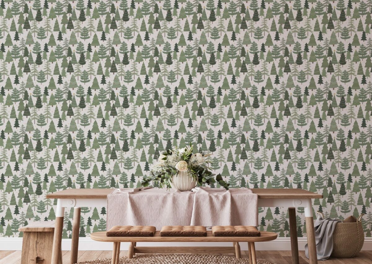 Festive holiday peel and stick or non-pasted wallpaper collection. Fancy Walls removable self-adhesive or traditional Christmas season eco-friendly and PVC-free wallpapers for walls