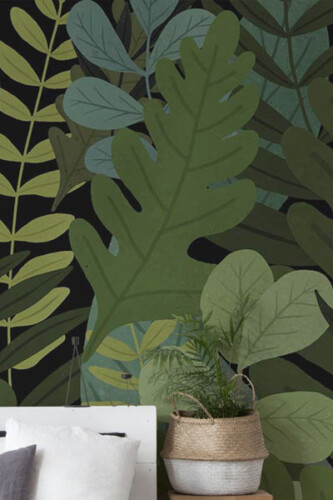 green wall mural collection