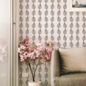 Modern farmhouse style living room decorated with Hand drawn leaf peel and stick wallpaper