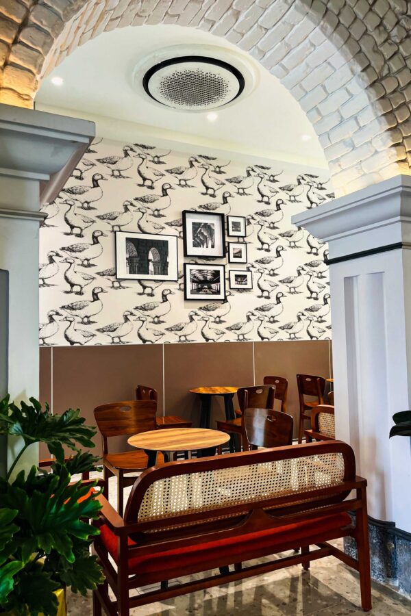 Fancy Walls self-adhesive wallpaper with handdrawn black and white ducks