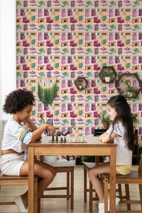 Peel and stick wallpaper by Fancy Walls showcasing vibrant arcade theme
