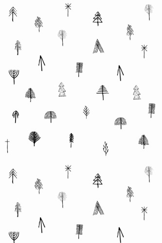Pattern repeat of Little trees removable wallpaper design