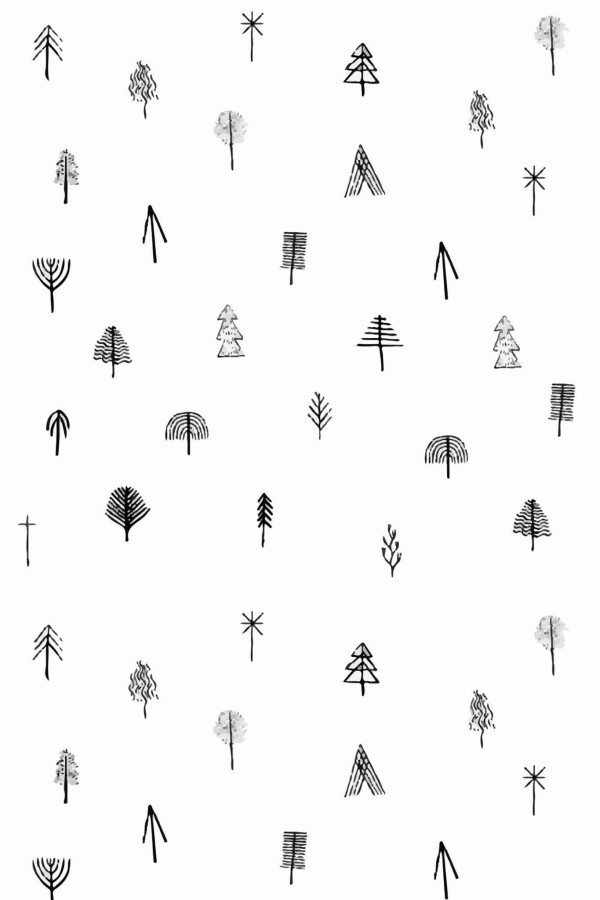 Pattern repeat of Little trees removable wallpaper design