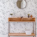 Contemporary style entryway decorated with Marble peel and stick wallpaper