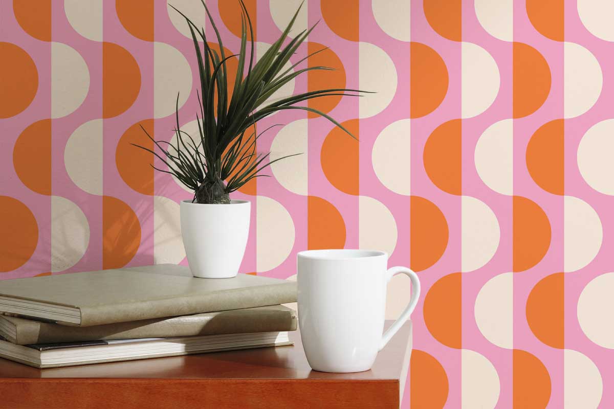 Maximalist groovy, floral and geometric peel and stick or non-pasted wallpaper collection. Fancy Walls bold self-adhesive or traditional PVC-free and eco-friendly wallpapers for walls