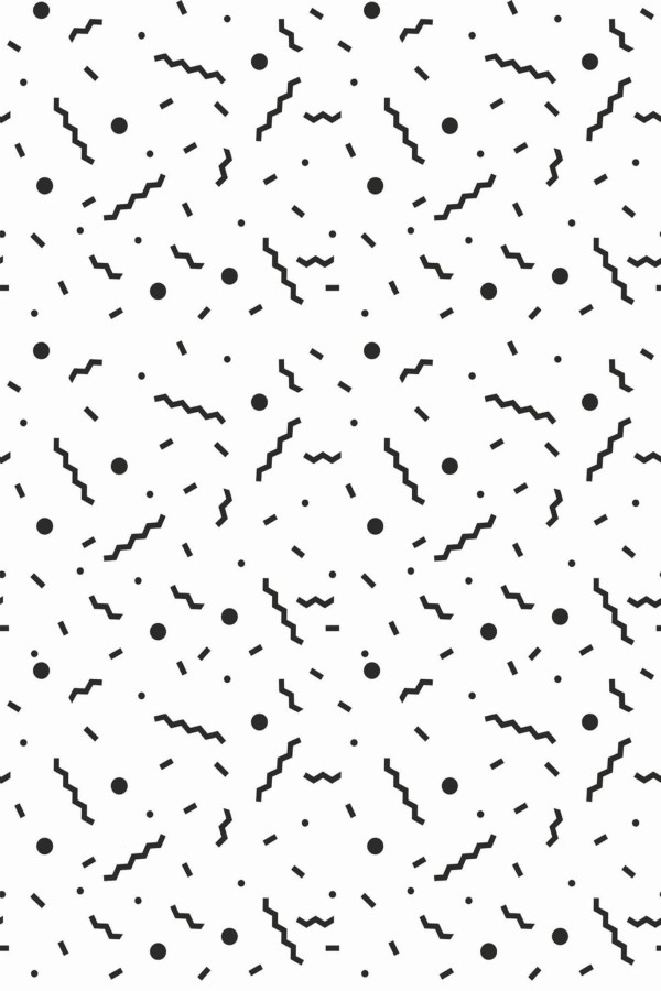 Pattern repeat of Memphis style removable wallpaper design