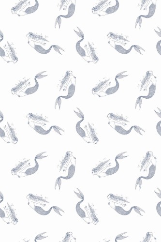 Pattern repeat of Mermaid removable wallpaper design