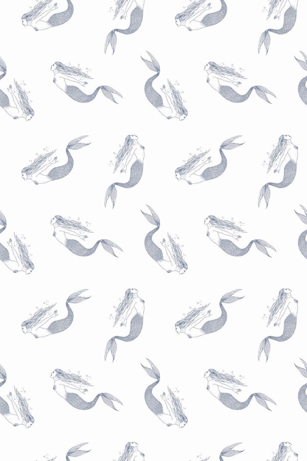 Pattern repeat of Mermaid removable wallpaper design