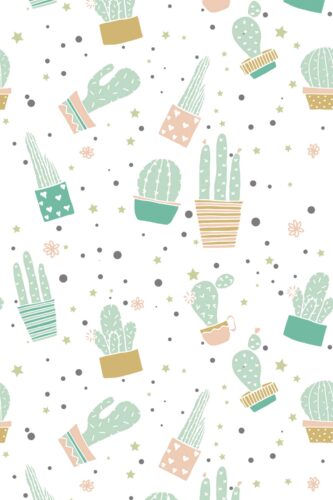 Fancy Walls self-adhesive wallpaper featuring playful mint green cactus pattern
