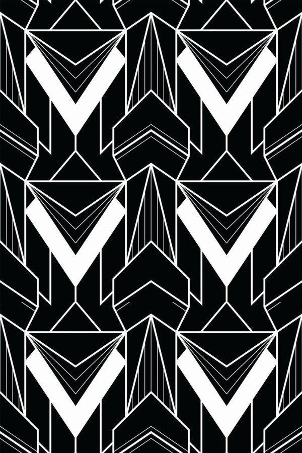Pattern repeat of Modern Art Deco removable wallpaper design