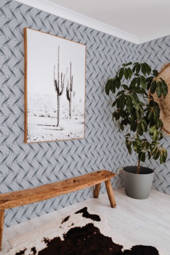 Flowing abstract line art self-adhesive wallpaper by Fancy Walls. Wave Flow removable self-adhesive or traditional optical illusion wallpaper