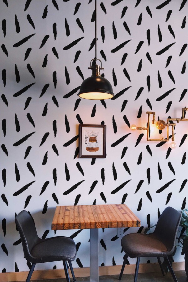 Fancy Walls self-adhesive wallpaper with modern black and white brushstroke pattern
