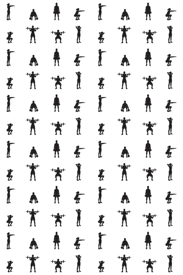 Monochrome workout peel and stick wallpaper by Fancy Walls